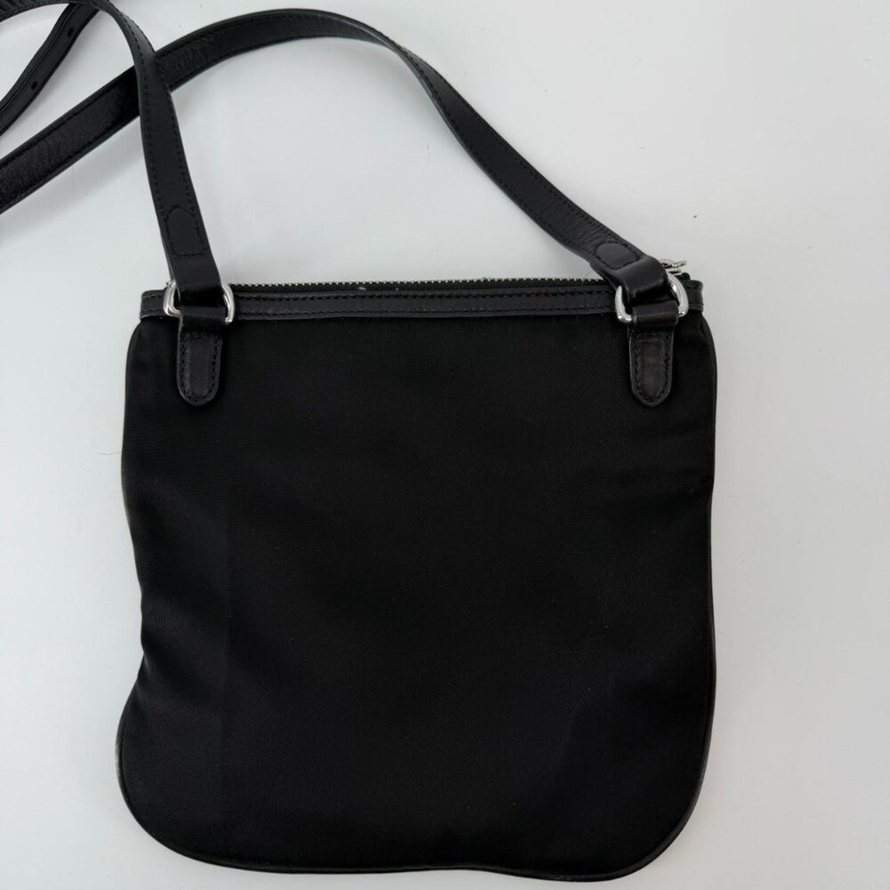 Polo Ralph Lauren Nylon Genuine Leather Crossbody Bag Purse Handbag Black - Picture 5 of 7